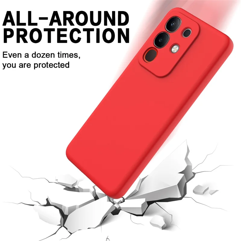 For vivo iQOO Z10x 5G  /  Y300t 5G Liquid Silicone Case Phone Back Cover with Hand Strap - Red