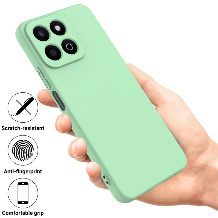 For Honor X6b 5G  /  Play 60 Plus 5G Liquid Silicone Case Phone Back Cover with Hand Strap - Green