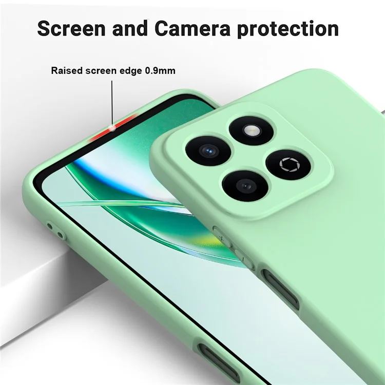 For Honor X6b 5G  /  Play 60 Plus 5G Liquid Silicone Case Phone Back Cover with Hand Strap - Green