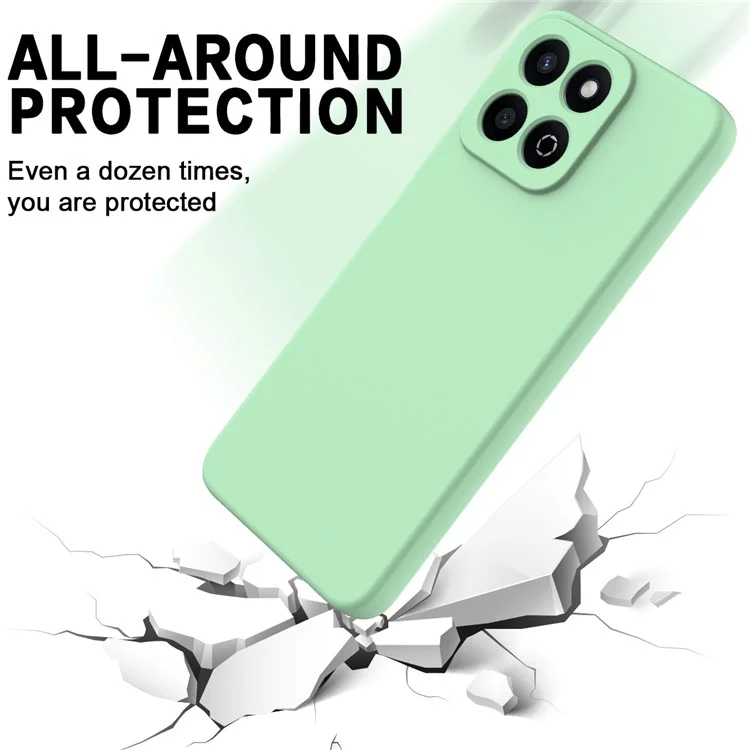 For Honor X6b 5G  /  Play 60 Plus 5G Liquid Silicone Case Phone Back Cover with Hand Strap - Green