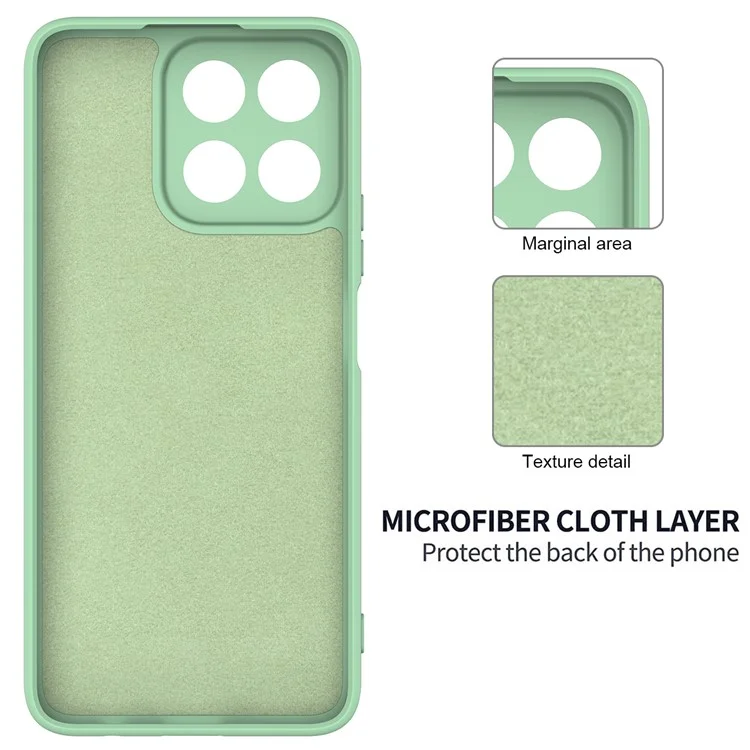 For Honor X6b 5G  /  Play 60 Plus 5G Liquid Silicone Case Phone Back Cover with Hand Strap - Green