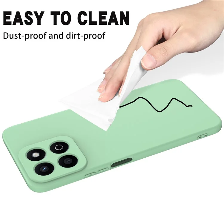 For Honor X6b 5G  /  Play 60 Plus 5G Liquid Silicone Case Phone Back Cover with Hand Strap - Green