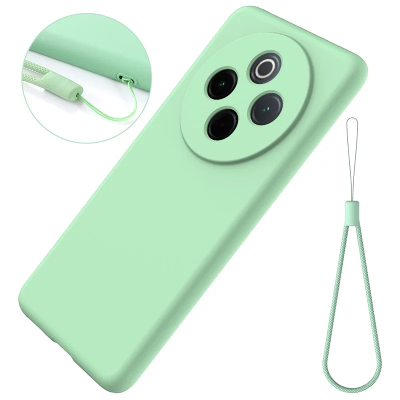 For vivo Y300 Pro+ 5G  /  iQOO Z10 5G Liquid Silicone Case Phone Back Cover with Hand Strap - Green