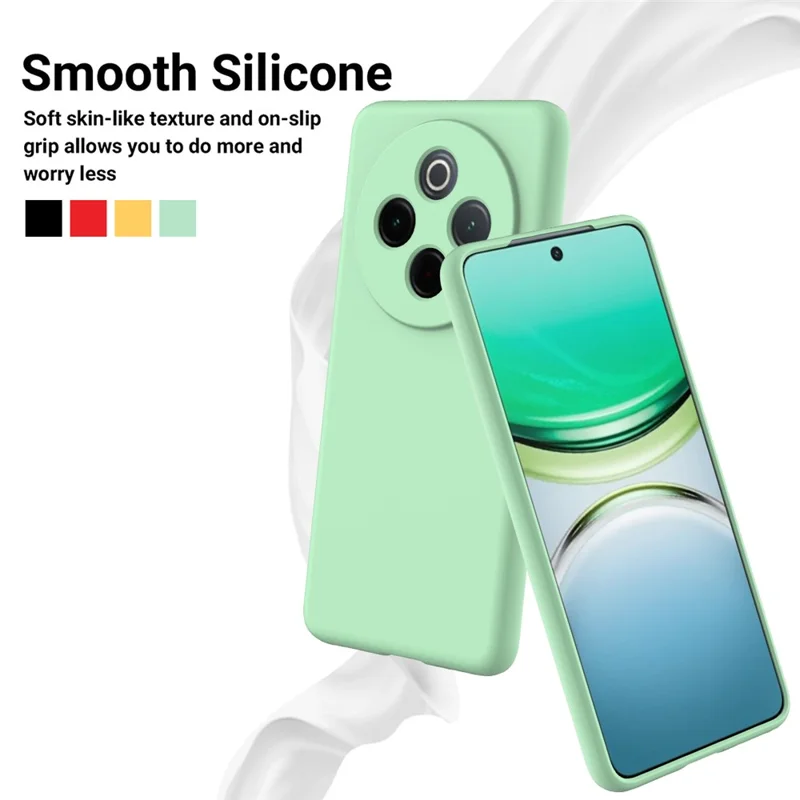For vivo Y300 Pro+ 5G  /  iQOO Z10 5G Liquid Silicone Case Phone Back Cover with Hand Strap - Green