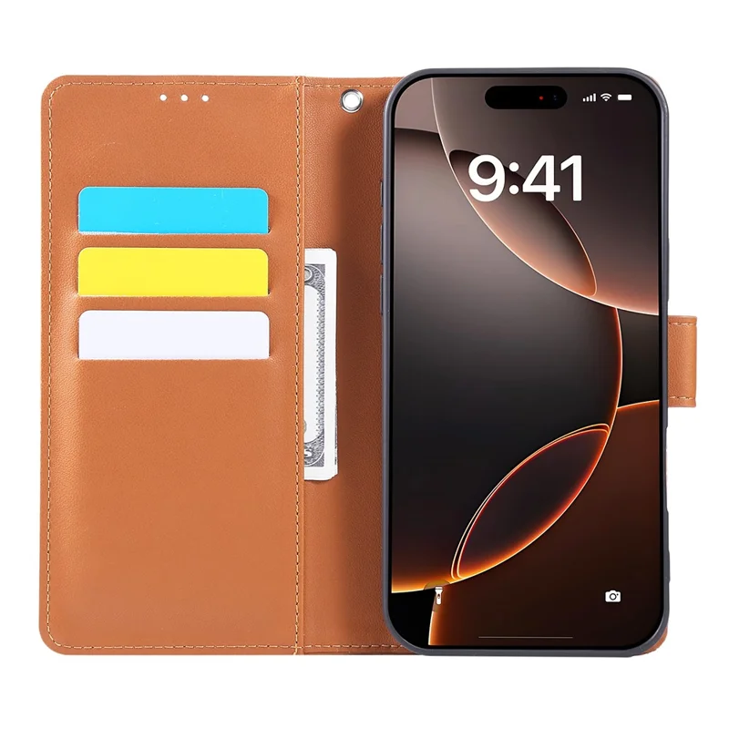 For iPhone 13 Pro Max Case Rose Flower PU Leather Wallet Phone Cover with 3 Card Slots - Brown