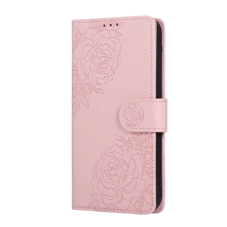 For Google Pixel 9 Pro XL Case Rose Flower PU Leather Wallet Phone Cover with 3 Card Slot - Rose Gold