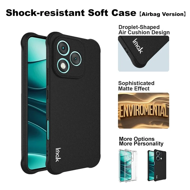 Étui IMAK pour Honor 400 Lite Coque de téléphone en TPU Protection antichoc avec airbag - Noir mat