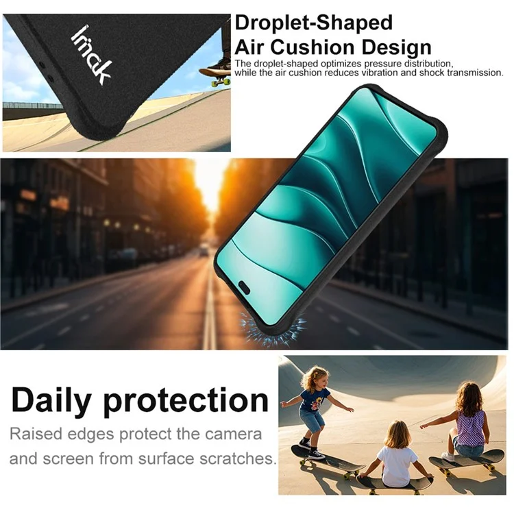 Étui IMAK pour Honor 400 Lite Coque de téléphone en TPU Protection antichoc avec airbag - Noir mat