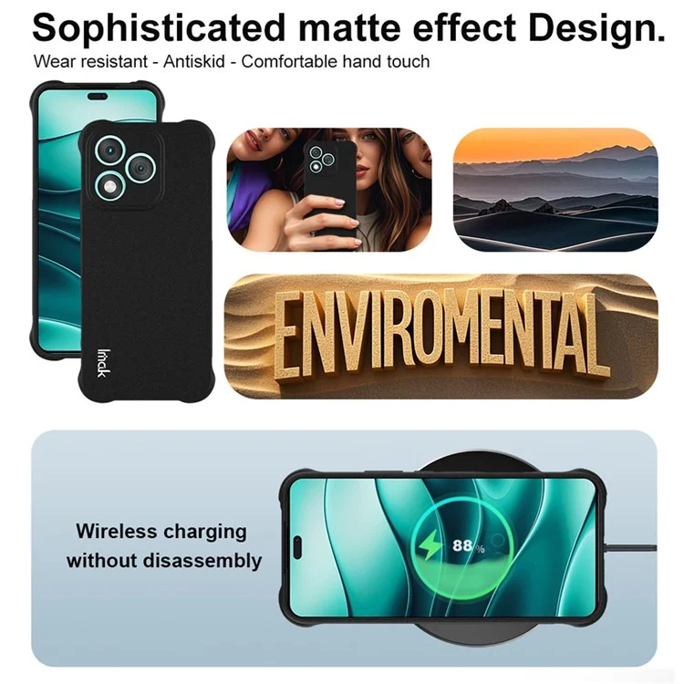 Étui IMAK pour Honor 400 Lite Coque de téléphone en TPU Protection antichoc avec airbag - Noir mat