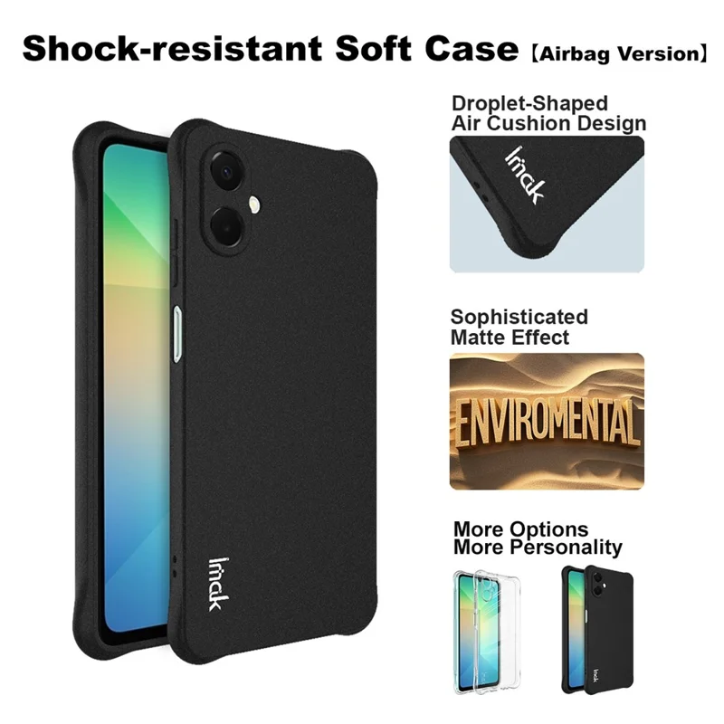Étui IMAK pour Samsung Galaxy A06 5G Coque de téléphone TPU Protection Antichoc Airbag - Noir Mat