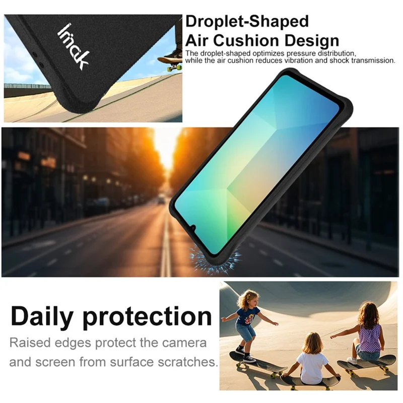 Étui IMAK pour Samsung Galaxy A06 5G Coque de téléphone TPU Protection Antichoc Airbag - Noir Mat