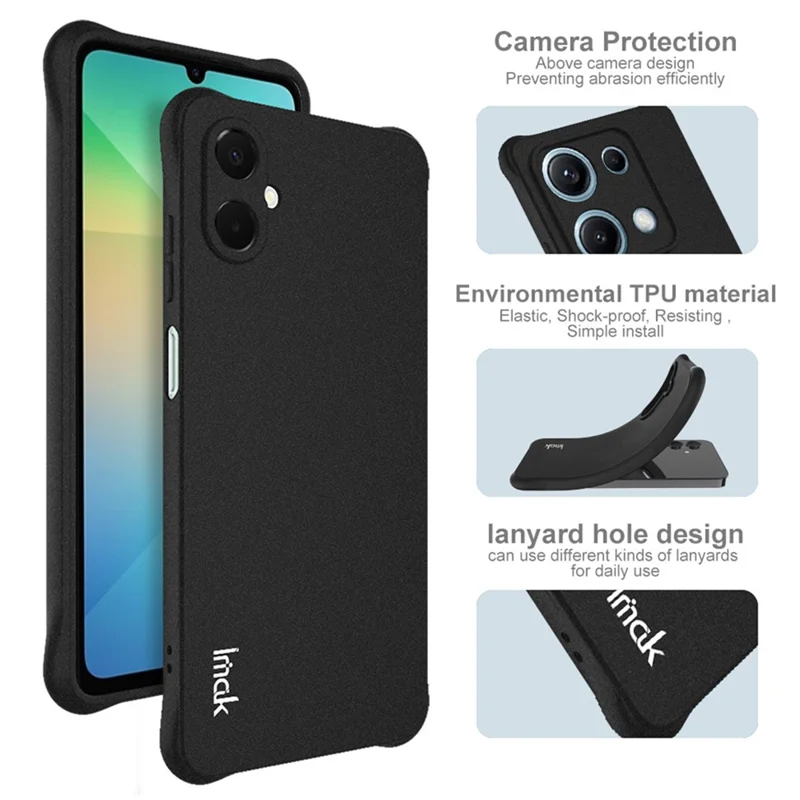 Étui IMAK pour Samsung Galaxy A06 5G Coque de téléphone TPU Protection Antichoc Airbag - Noir Mat