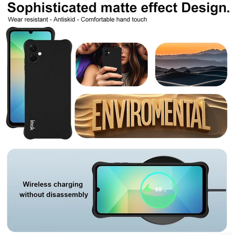 Étui IMAK pour Samsung Galaxy A06 5G Coque de téléphone TPU Protection Antichoc Airbag - Noir Mat