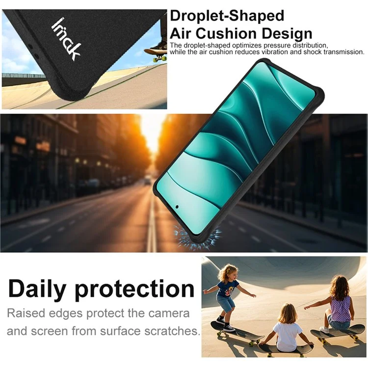 IMAK Pour Xiaomi Redmi Note 14S 4G Coque TPU Étui de Protection Antichoc avec Coussin d'Air - Noir Mat