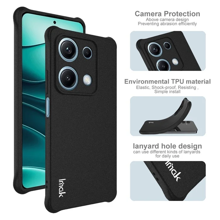 IMAK Pour Xiaomi Redmi Note 14S 4G Coque TPU Étui de Protection Antichoc avec Coussin d'Air - Noir Mat