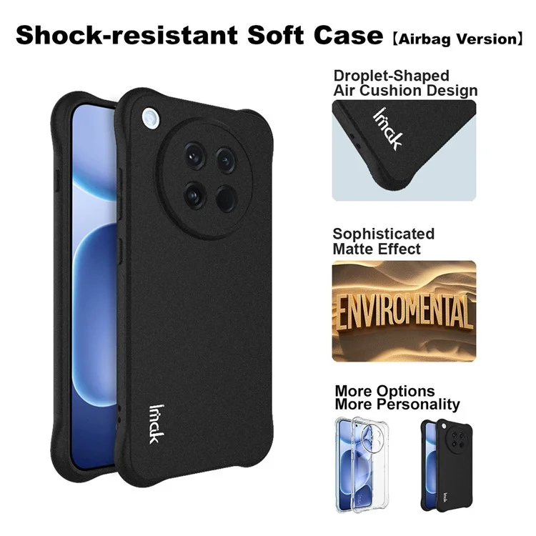 Capa IMAK para Oppo Find X8s 5G em TPU Proteção Anti-Impacto com Airbag - Preto Fosco