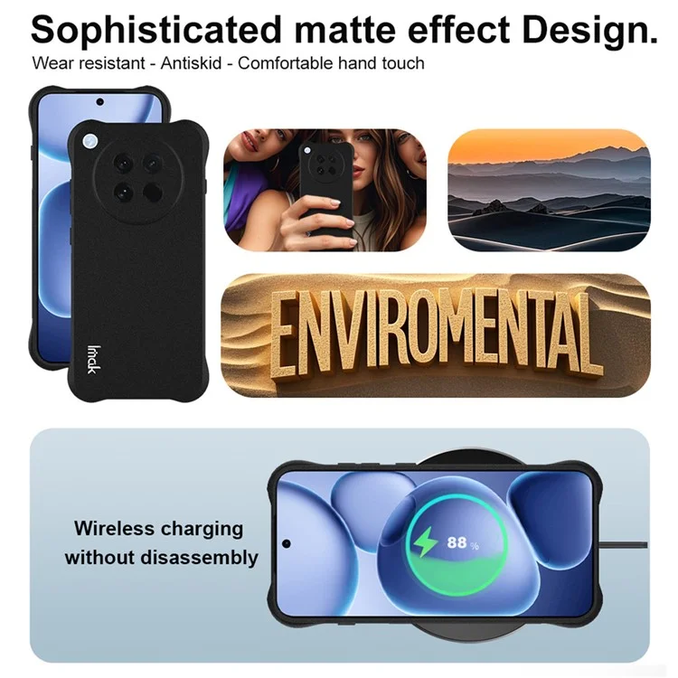 Capa IMAK para Oppo Find X8s 5G em TPU Proteção Anti-Impacto com Airbag - Preto Fosco