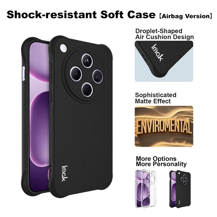 Cover IMAK per Oppo Find X8s+ 5G in TPU Custodia Antiurto con Protezione Airbag - Nero Opaco