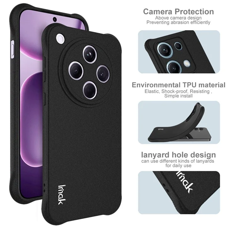 Cover IMAK per Oppo Find X8s+ 5G in TPU Custodia Antiurto con Protezione Airbag - Nero Opaco