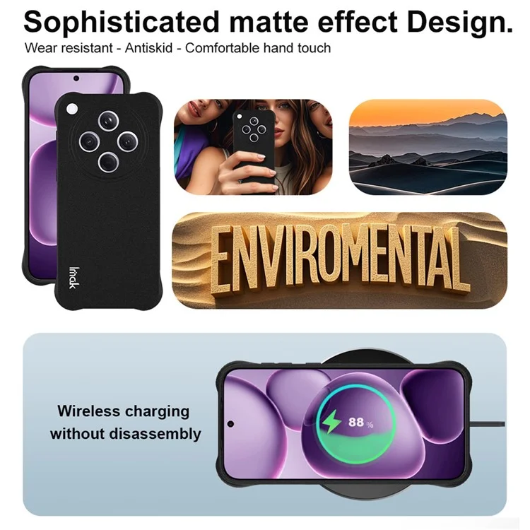 Cover IMAK per Oppo Find X8s+ 5G in TPU Custodia Antiurto con Protezione Airbag - Nero Opaco