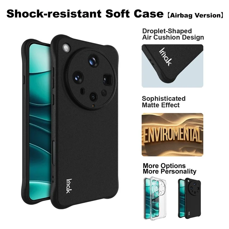 Étui IMAK pour Oppo Find X8 Ultra 5G Coque de téléphone TPU Protection antichoc avec coussin d'air - Noir mat