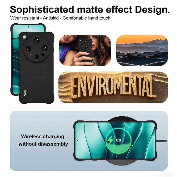 Étui IMAK pour Oppo Find X8 Ultra 5G Coque de téléphone TPU Protection antichoc avec coussin d'air - Noir mat