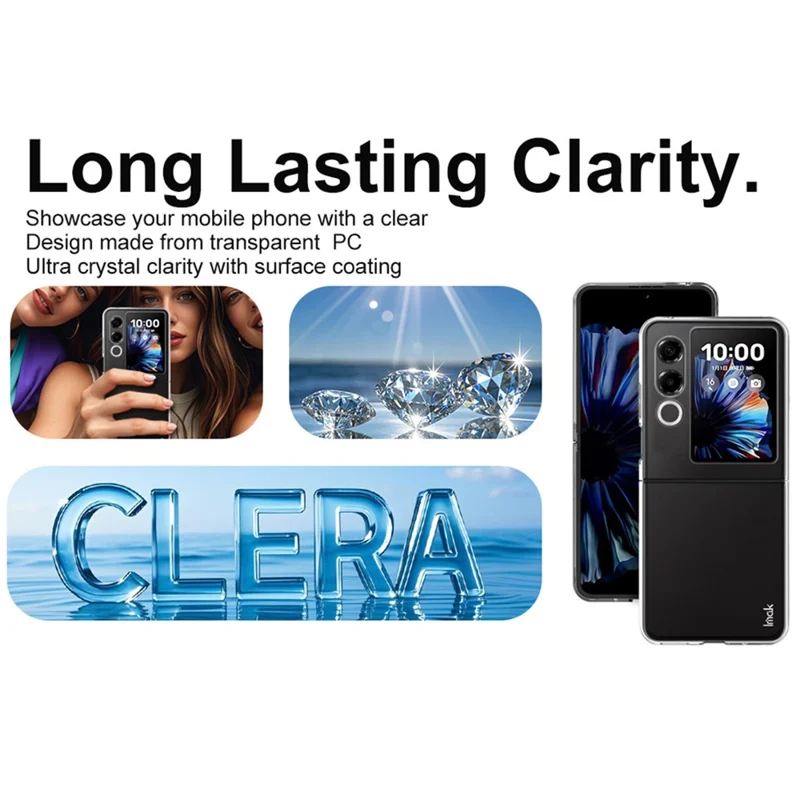 IMAK Crystal Case II Pro für ZTE nubia Flip2 5G Hülle Transparent PC Handyhülle (Obere Abdeckung+Untere Abdeckung)