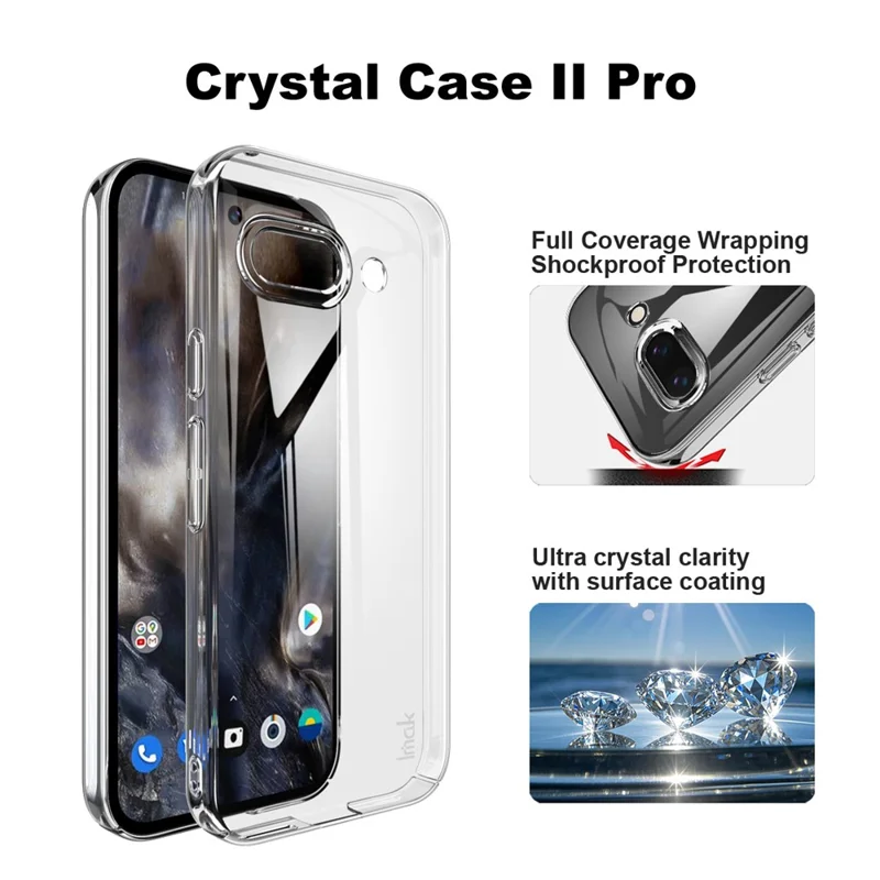 IMAK Crystal Case II Pro for Google Pixel 9a Case Clear PC Protective Phone Cover