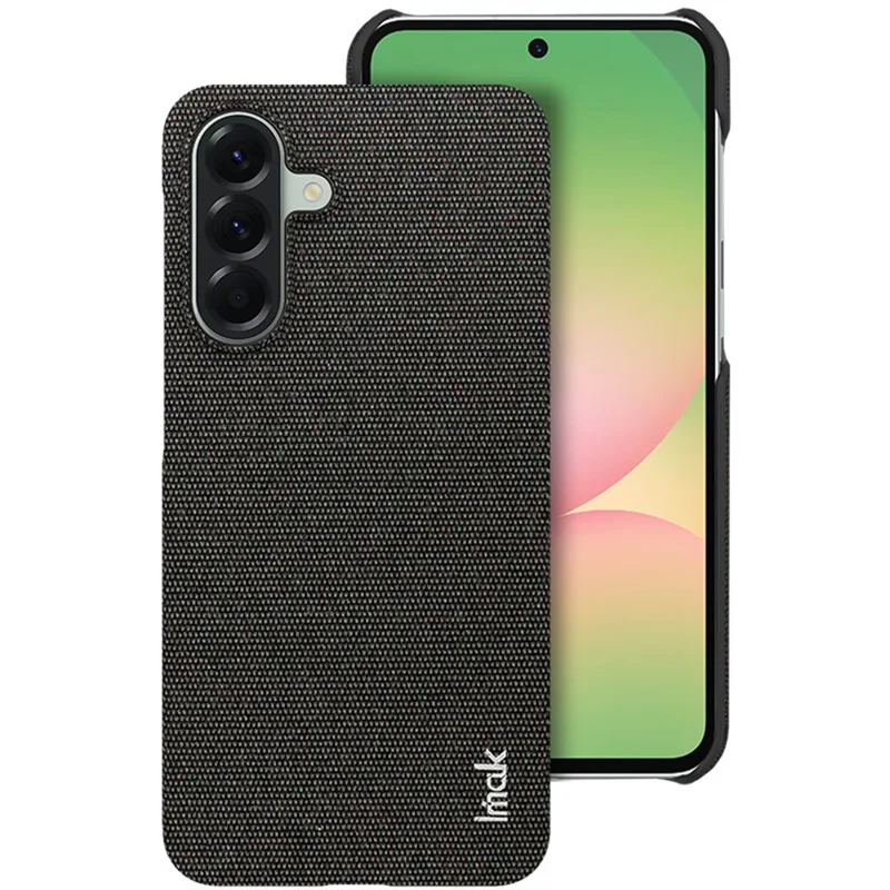 IMAK Ruiyi Series for Samsung Galaxy A56 5G Case Fabric Texture Leather+PC Phone Back Cover - Black