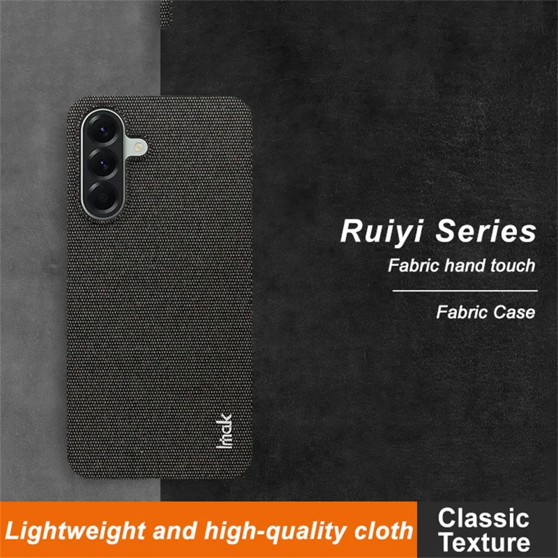 IMAK Ruiyi Series for Samsung Galaxy A56 5G Case Fabric Texture Leather+PC Phone Back Cover - Black