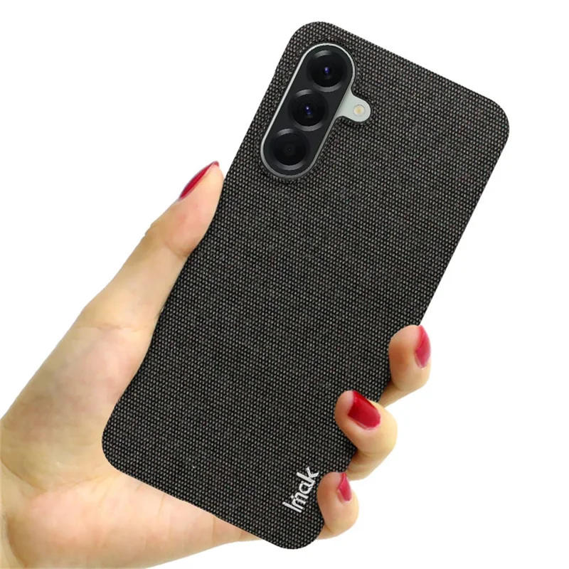 IMAK Ruiyi Series for Samsung Galaxy A56 5G Case Fabric Texture Leather+PC Phone Back Cover - Black