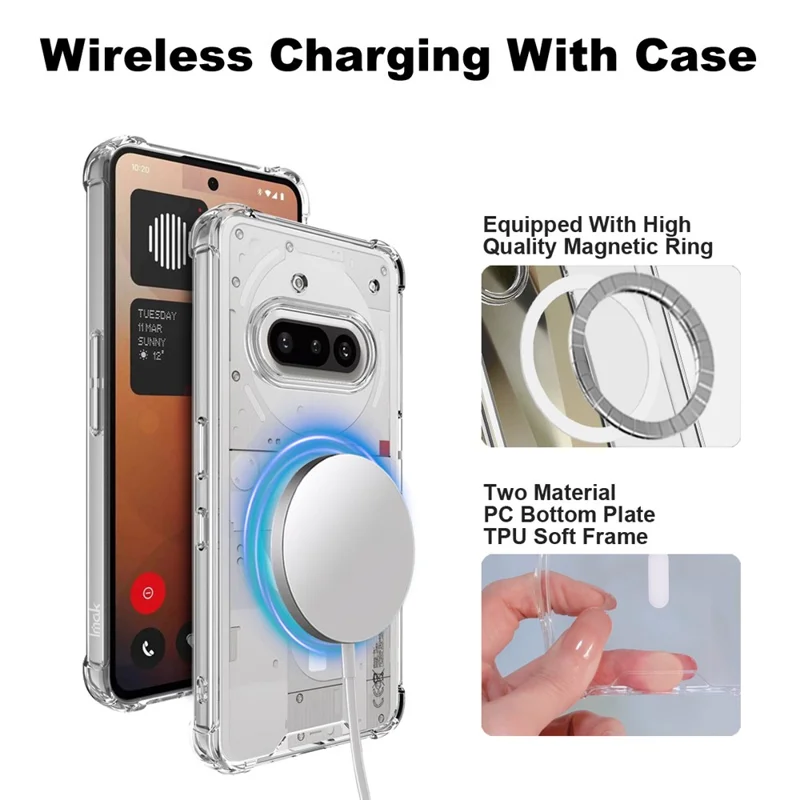 IMAK For Nothing Phone (3a) Case Magnetic Case Shockproof PC TPU Clear Phone Cover