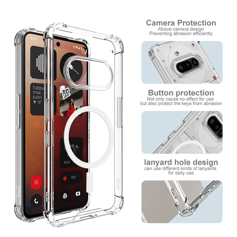 IMAK For Nothing Phone (3a) Case Magnetic Case Shockproof PC TPU Clear Phone Cover