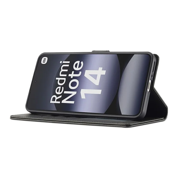LC.IMEEKE Per Xiaomi Redmi Note 14 4G (164,84 mm) Cover in Pelle di Vitello con Texture, Portafoglio Supporto per Telefono - Nero