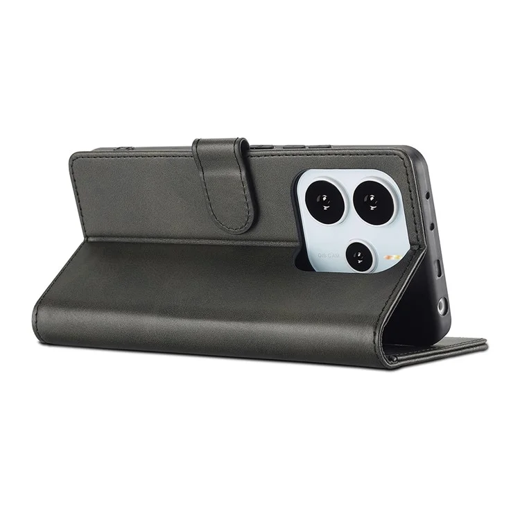 LC.IMEEKE Per Xiaomi Redmi Note 14 4G (164,84 mm) Cover in Pelle di Vitello con Texture, Portafoglio Supporto per Telefono - Nero