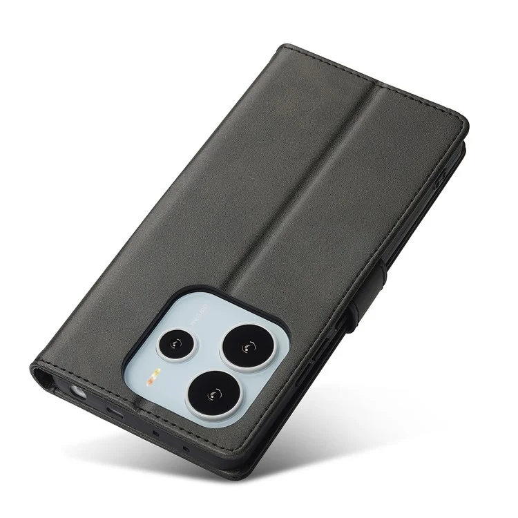LC.IMEEKE Per Xiaomi Redmi Note 14 4G (164,84 mm) Cover in Pelle di Vitello con Texture, Portafoglio Supporto per Telefono - Nero