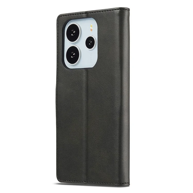 LC.IMEEKE Per Xiaomi Redmi Note 14 4G (164,84 mm) Cover in Pelle di Vitello con Texture, Portafoglio Supporto per Telefono - Nero