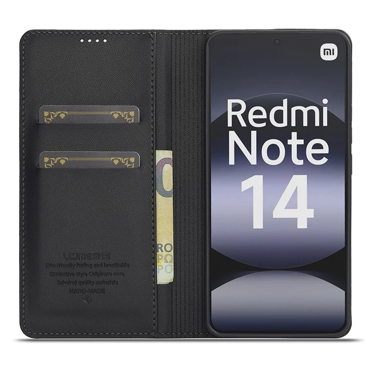 LC.IMEEKE Serie L1 per Xiaomi Redmi Note 14 4G (164,84 mm) Cover in Pelle Sintetica con Portafoglio e Supporto Protettiva per Telefono - Nero