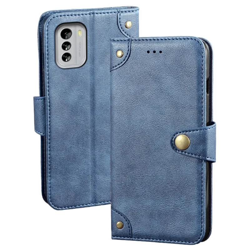 IDEWEI For Nokia G60 5G Multifunction Wallet Stand Phone Cover Anti-Scratch Fine Texture PU Leather Cell Phone Case - Blue