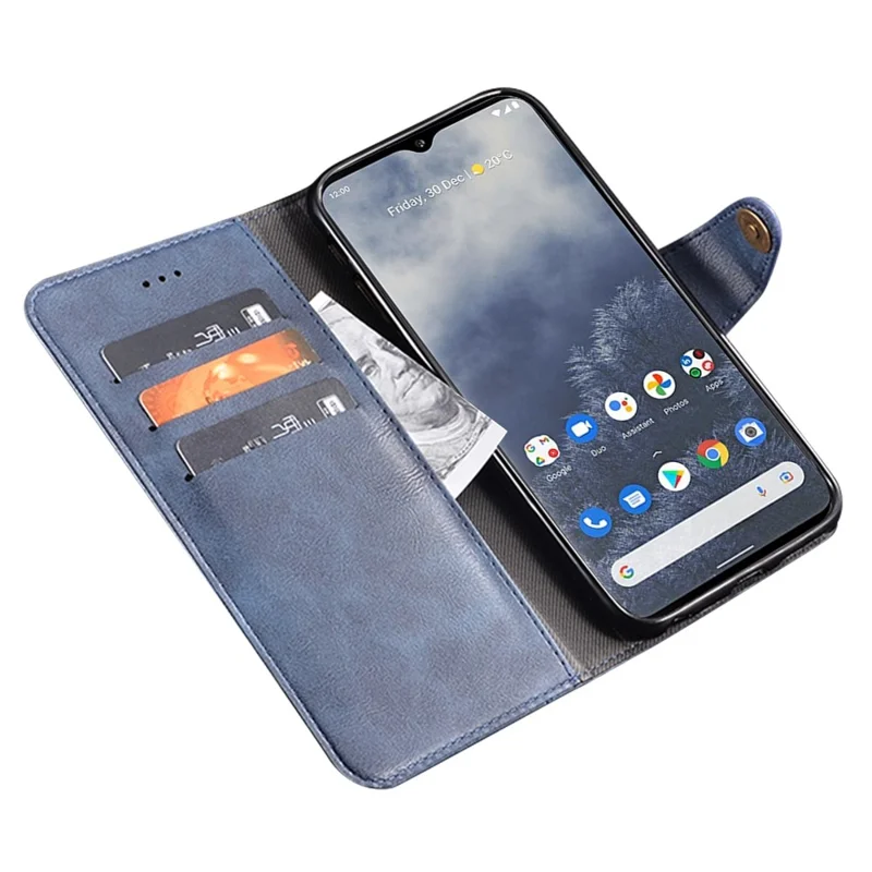 IDEWEI For Nokia G60 5G Multifunction Wallet Stand Phone Cover Anti-Scratch Fine Texture PU Leather Cell Phone Case - Blue