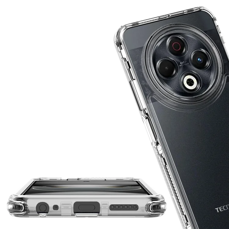Capa para TECNO Spark 30 4G 3 em 1 Destacável Anti-Queda Transparente PC + TPU Proteção Traseira do Celular