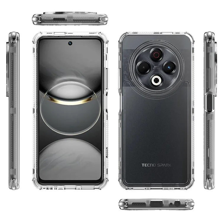 Capa para TECNO Spark 30 4G 3 em 1 Destacável Anti-Queda Transparente PC + TPU Proteção Traseira do Celular