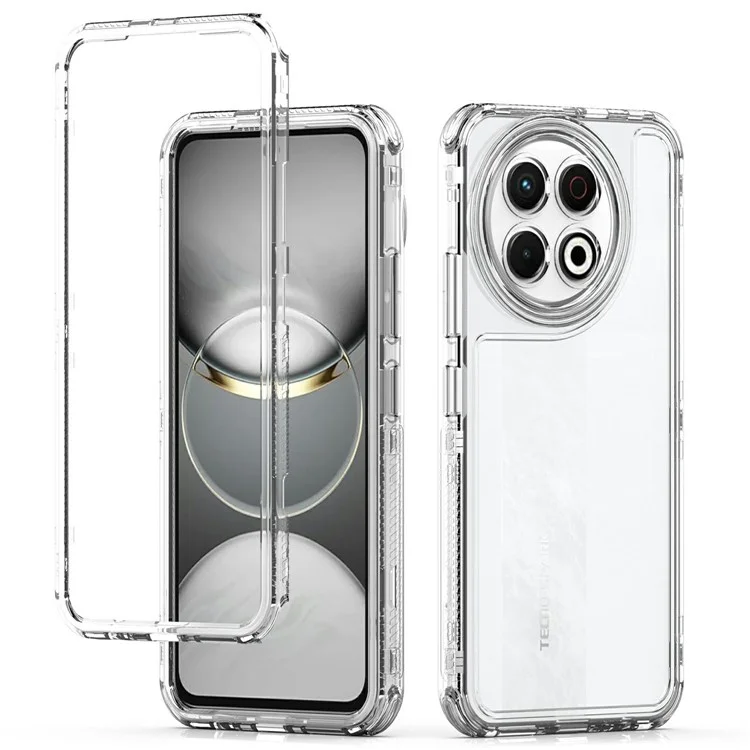 Capa para TECNO Spark 30 Pro 4G Capinha 3 em 1 Destacável Anti-Queda Transparente PC + TPU Proteção de Celular