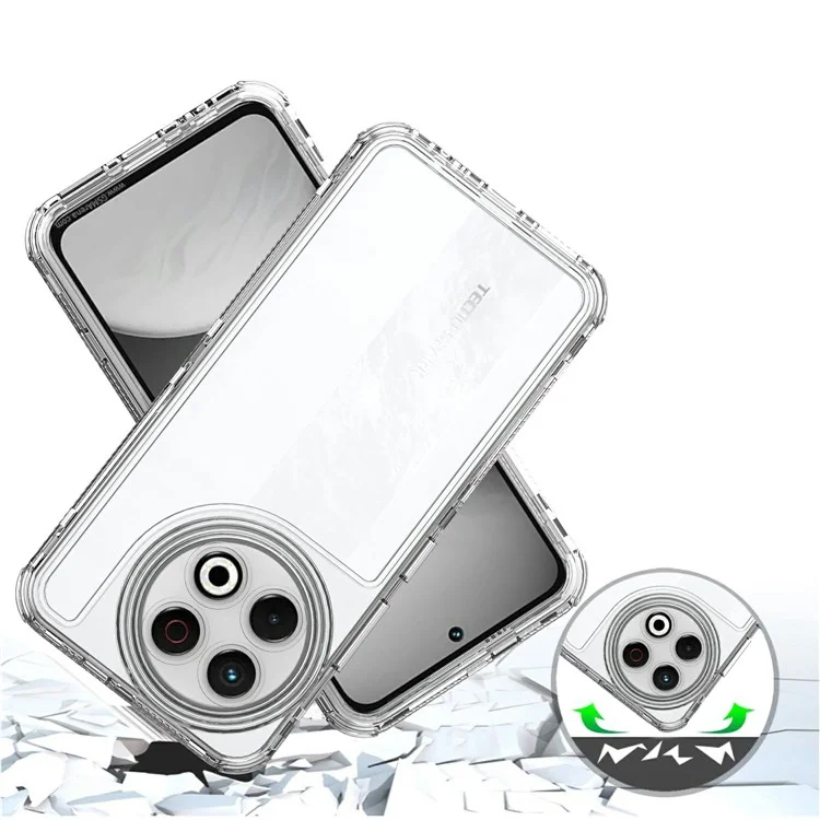 Capa para TECNO Spark 30 Pro 4G Capinha 3 em 1 Destacável Anti-Queda Transparente PC + TPU Proteção de Celular