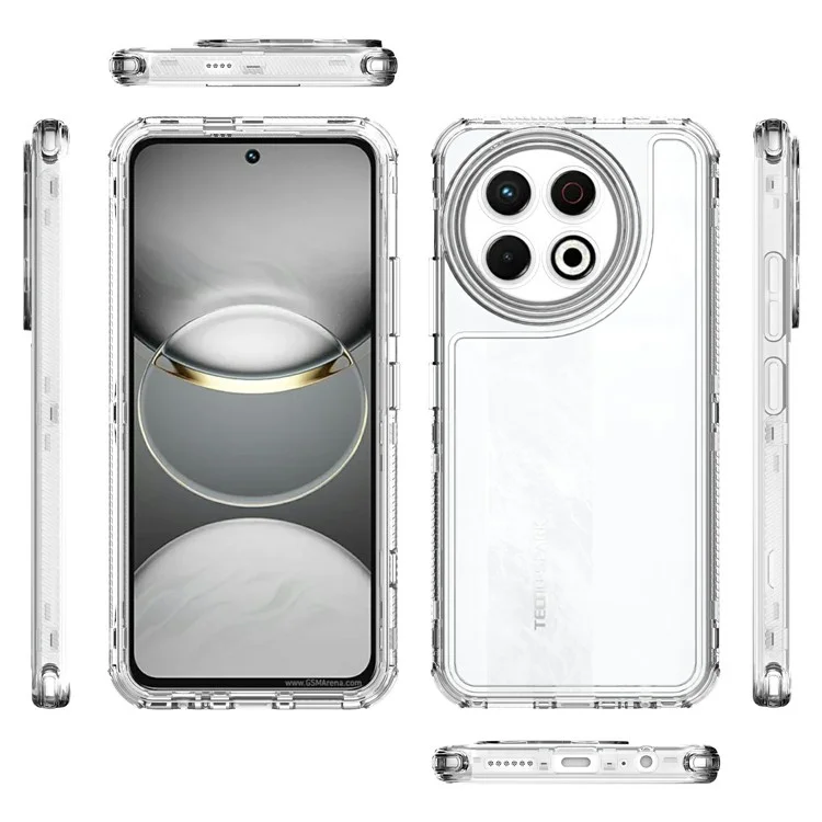 Capa para TECNO Spark 30 Pro 4G Capinha 3 em 1 Destacável Anti-Queda Transparente PC + TPU Proteção de Celular