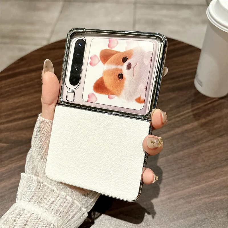 For Huawei Pura X Case Electroplated Frame PU Leather + PC Slim Shockproof Cover - Litchi Texture