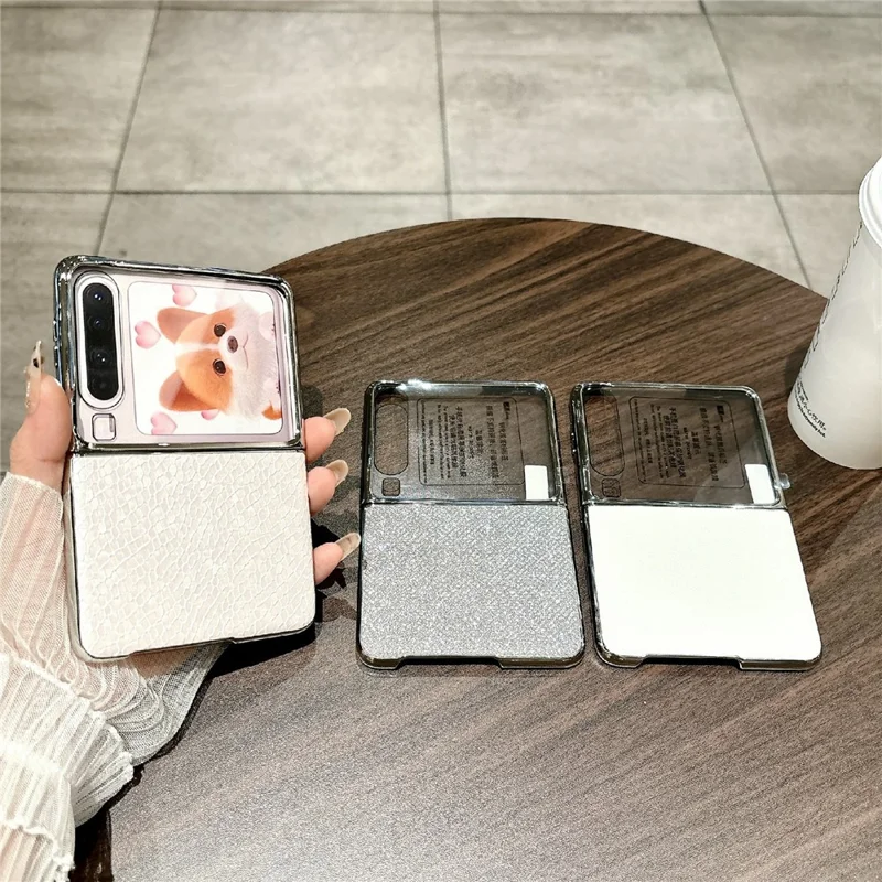 For Huawei Pura X Case Electroplated Frame PU Leather + PC Slim Shockproof Cover - Litchi Texture