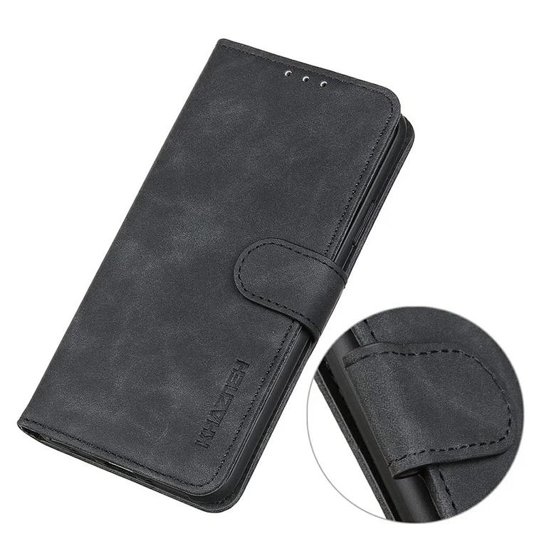 KHAZNEH Pour Motorola Edge 60 Fusion 5G Étui Texture rétro en cuir PU - Noir
