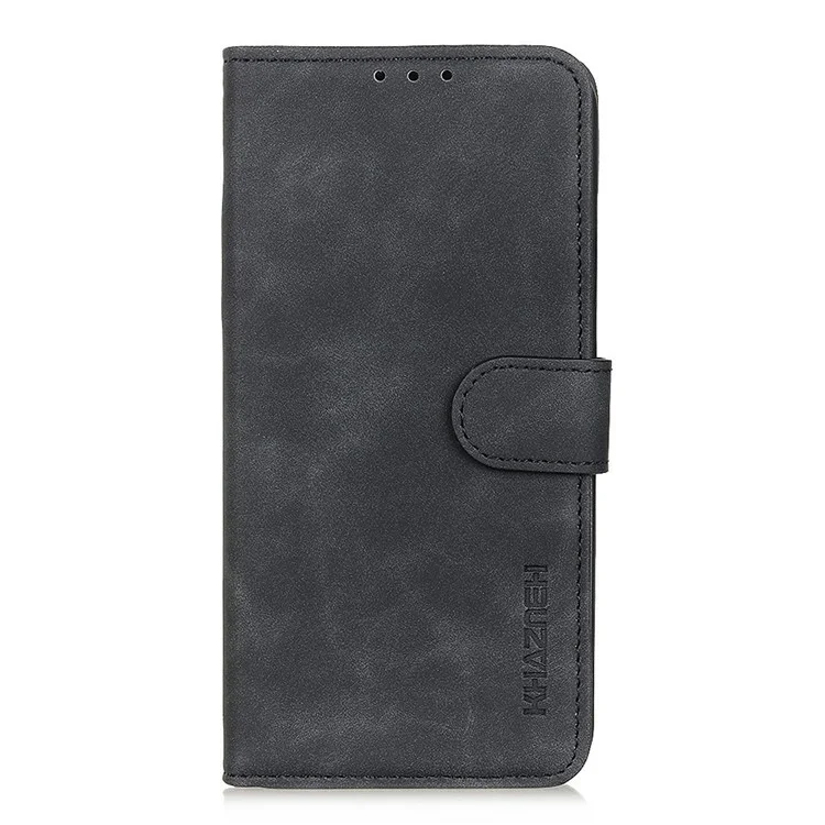 KHAZNEH Pour Motorola Edge 60 Fusion 5G Étui Texture rétro en cuir PU - Noir