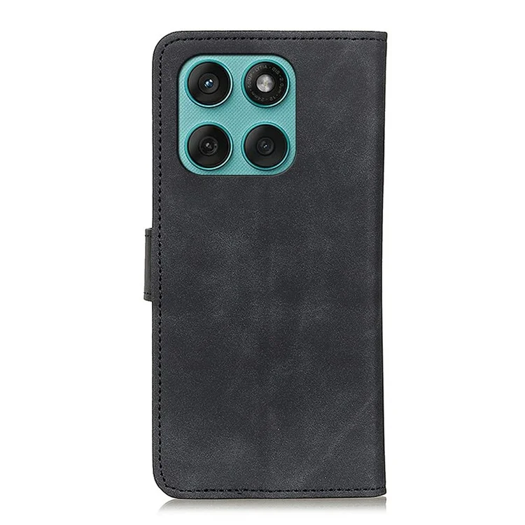 KHAZNEH Pour Motorola Edge 60 Fusion 5G Étui Texture rétro en cuir PU - Noir